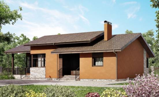 130-007-П Проект одноэтажного дома, красивый домик из пеноблока Ульяновск | Проекты домов от House Expert