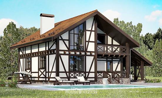 155-002-П Проект двухэтажного дома мансардой, гараж, небольшой коттедж из поризованных блоков Димитровград | Проекты домов от House Expert