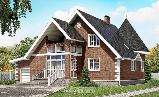 220-002-Л Проект двухэтажного дома с мансардным этажом, гараж, уютный домик из теплоблока Ульяновск | Проекты домов от House Expert