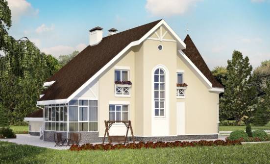 275-001-Л Проект двухэтажного дома с мансардой и гаражом, большой коттедж из кирпича Димитровград | Проекты домов от House Expert