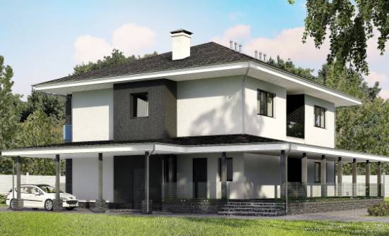 245-002-П Проект двухэтажного дома, гараж, уютный домик из газобетона Димитровград | Проекты домов от House Expert