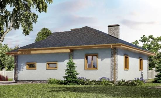 130-006-П Проект одноэтажного дома и гаражом, скромный домик из газобетона Ульяновск | Проекты одноэтажных домов от House Expert