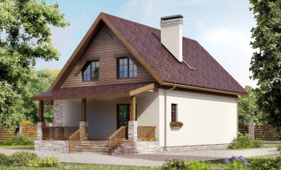 140-001-П Проект двухэтажного дома с мансардой, недорогой коттедж из газосиликатных блоков Ульяновск | Проекты домов от House Expert