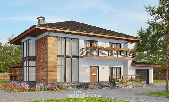 305-001-П Проект двухэтажного дома, гараж, просторный коттедж из твинблока Ульяновск | Проекты домов от House Expert