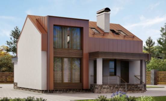 120-004-Л Проект двухэтажного дома с мансардным этажом, небольшой загородный дом из газосиликатных блоков Димитровград | Проекты домов от House Expert