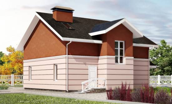 155-009-Л Проект двухэтажного дома с мансардным этажом, небольшой домик из блока Ульяновск | Проекты домов от House Expert