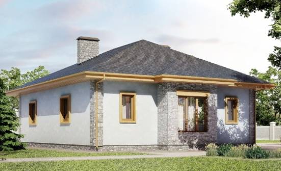 130-006-П Проект одноэтажного дома и гаражом, скромный домик из газобетона Ульяновск | Проекты домов от House Expert