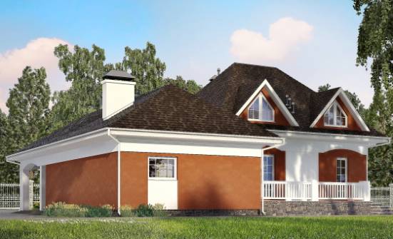 180-007-П Проект двухэтажного дома с мансардным этажом, гараж, небольшой домик из арболита Ульяновск | Проекты домов от House Expert
