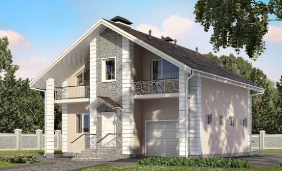 150-002-П Проект двухэтажного дома с мансардным этажом, гараж, скромный домик из керамзитобетонных блоков Ульяновск | Проекты домов от House Expert
