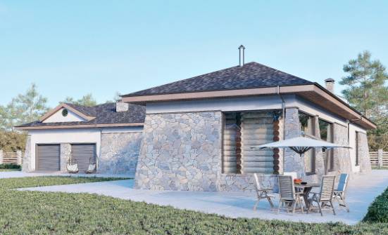 280-004-Л Проект одноэтажного дома, гараж, просторный загородный дом из твинблока Ульяновск | Проекты домов от House Expert