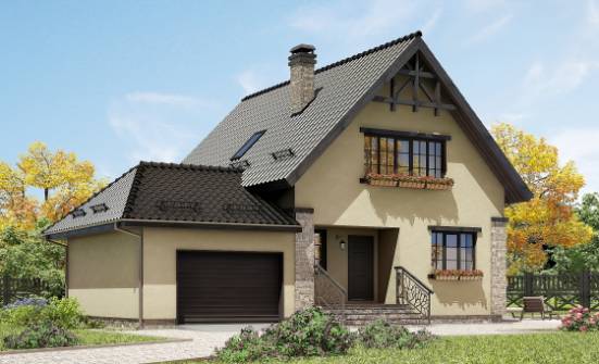 160-005-Л Проект двухэтажного дома мансардой и гаражом, доступный коттедж из бризолита Димитровград | Проекты домов от House Expert