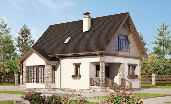 140-002-Л Проект двухэтажного дома с мансардой, скромный дом из газобетона Димитровград | Проекты домов от House Expert