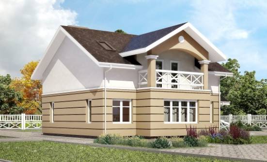 155-009-П Проект двухэтажного дома мансардой, классический загородный дом из пеноблока Димитровград | Проекты домов от House Expert
