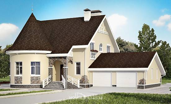 275-001-Л Проект двухэтажного дома с мансардой и гаражом, большой коттедж из кирпича Димитровград | Проекты домов от House Expert