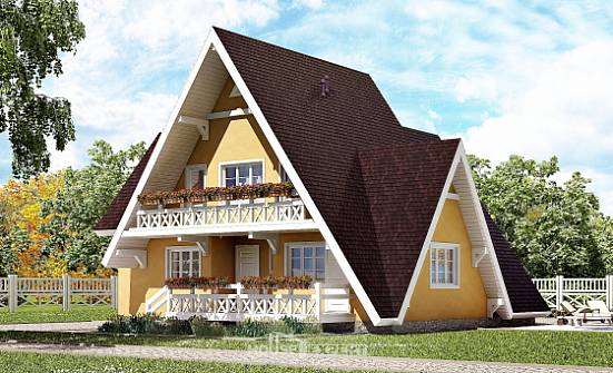 155-008-П Проект двухэтажного дома мансардой, небольшой загородный дом из бревен Димитровград | Проекты домов от House Expert