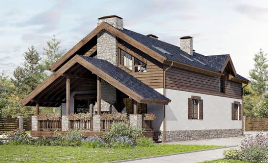 280-003-Л Проект двухэтажного дома с мансардой и гаражом, современный домик из теплоблока Ульяновск | Проекты домов от House Expert
