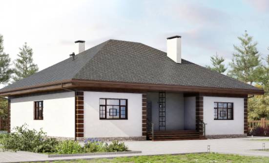 135-003-П Проект одноэтажного дома, небольшой дом из твинблока Ульяновск | Проекты домов от House Expert