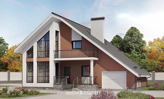 200-007-П Проект двухэтажного дома мансардой, гараж, современный дом из блока Димитровград | Проекты домов от House Expert