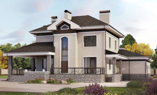 365-001-Л Проект трехэтажного дома и гаражом, современный коттедж из кирпича Димитровград | Проекты домов от House Expert