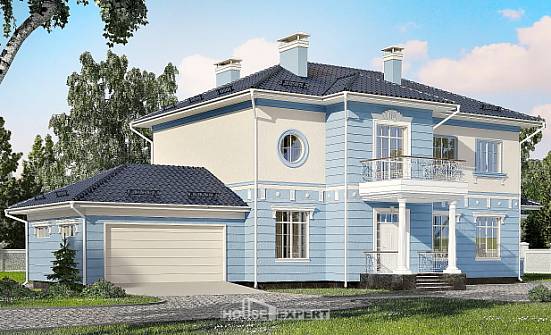 285-003-Л Проект двухэтажного дома и гаражом, большой дом из кирпича Ульяновск | Проекты домов от House Expert