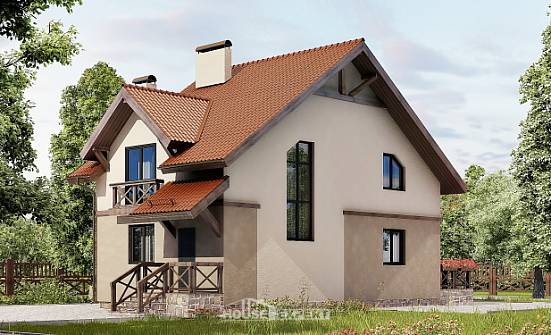 120-003-Л Проект двухэтажного дома мансардный этаж, компактный домик из блока Ульяновск | Проекты домов от House Expert