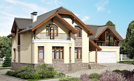 255-003-П Проект трехэтажного дома с мансардным этажом, гараж, уютный коттедж из газобетона Ульяновск | Проекты домов от House Expert