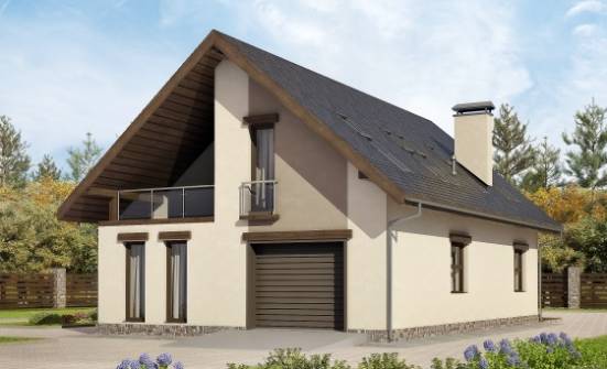 185-005-Л Проект двухэтажного дома с мансардой, гараж, уютный загородный дом из бризолита Димитровград | Проекты домов от House Expert