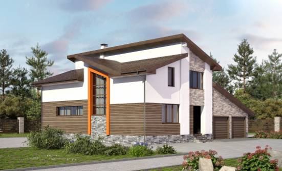 240-004-П Проект двухэтажного дома мансардный этаж, гараж, классический домик из бризолита Димитровград | Проекты домов от House Expert