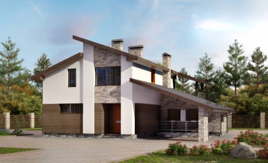 200-010-П Проект двухэтажного дома с мансардным этажом, гараж, средний домик из теплоблока Ульяновск | Проекты домов от House Expert