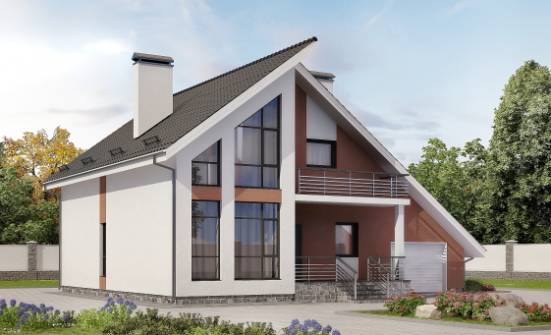 200-007-П Проект двухэтажного дома мансардой, гараж, современный дом из блока Димитровград | Проекты домов от House Expert