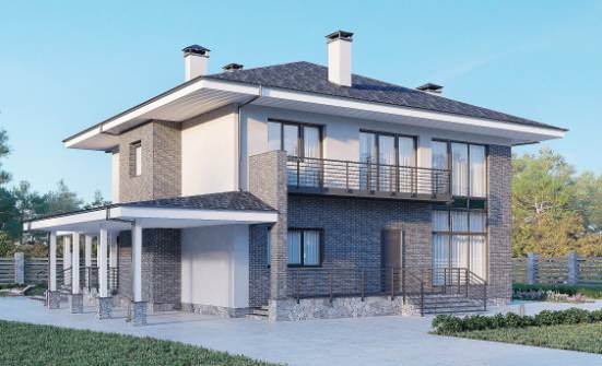 250-004-Л Проект двухэтажного дома, красивый загородный дом из блока Димитровград | Проекты домов от House Expert
