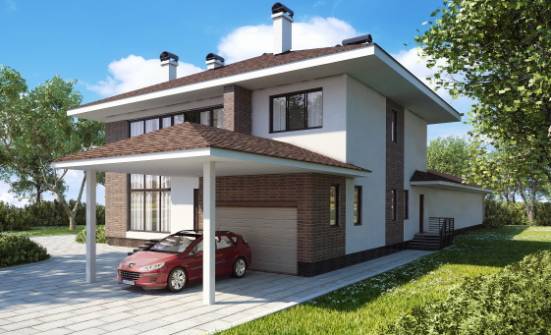 340-001-П Проект двухэтажного дома, гараж, классический домик из кирпича Ульяновск | Проекты домов от House Expert
