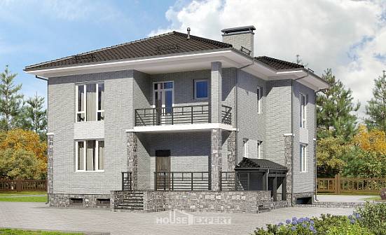 275-004-П Проект трехэтажного дома и гаражом, классический загородный дом из кирпича Димитровград | Проекты домов от House Expert
