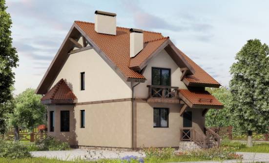 120-003-Л Проект двухэтажного дома мансардный этаж, компактный домик из блока Ульяновск | Проекты домов от House Expert