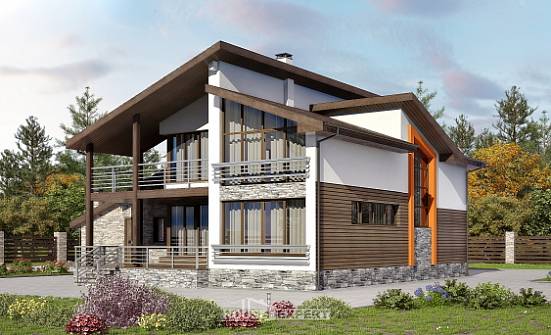 240-004-П Проект двухэтажного дома мансардный этаж, гараж, классический домик из бризолита Димитровград | Проекты домов от House Expert