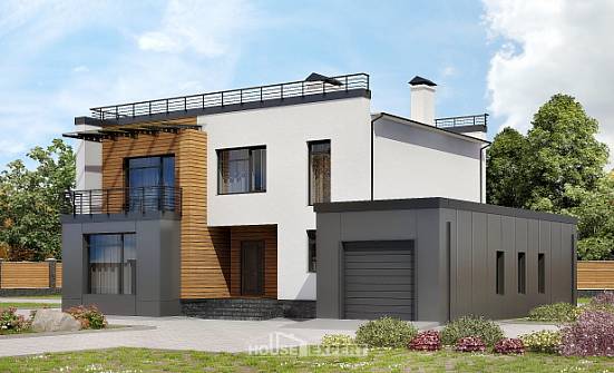 260-002-П Проект двухэтажного дома и гаражом, классический дом из газосиликатных блоков Ульяновск | Проекты домов от House Expert