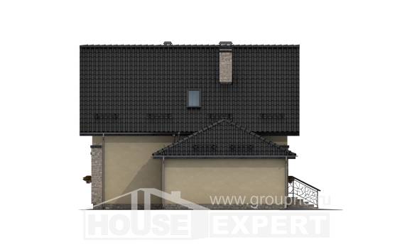 160-005-Л Проект двухэтажного дома мансардный этаж, гараж, простой коттедж из поризованных блоков, Димитровград