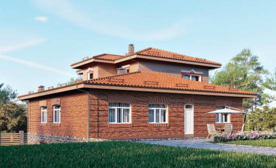 380-002-Л Проект трехэтажного дома, гараж, классический домик из кирпича, Димитровград
