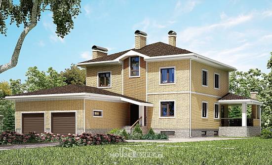 350-002-Л Проект трехэтажного дома, гараж, классический домик из кирпича, Димитровград