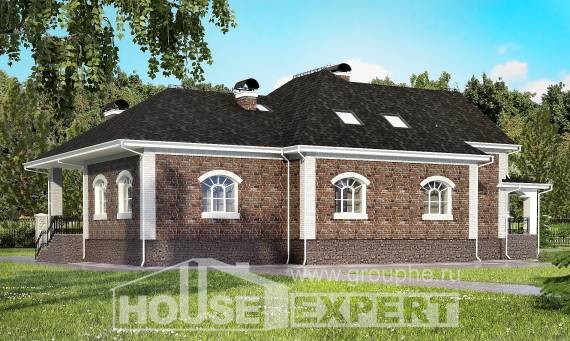 490-001-П Проект трехэтажного дома мансардный этаж и гаражом, уютный дом из кирпича, Ульяновск