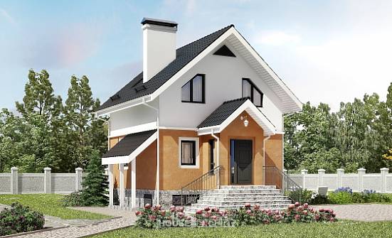 100-005-Л Проект двухэтажного дома с мансардой, скромный коттедж из газобетона, Димитровград