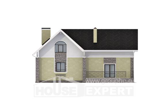 150-012-П Проект двухэтажного дома мансардный этаж, экономичный коттедж из бризолита, Ульяновск