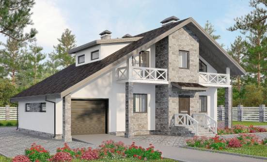 180-017-Л Проект двухэтажного дома мансардой и гаражом, простой коттедж из блока, Ульяновск