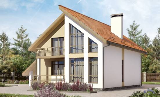 170-009-П Проект двухэтажного дома с мансардным этажом, гараж, доступный дом из газосиликатных блоков, Димитровград