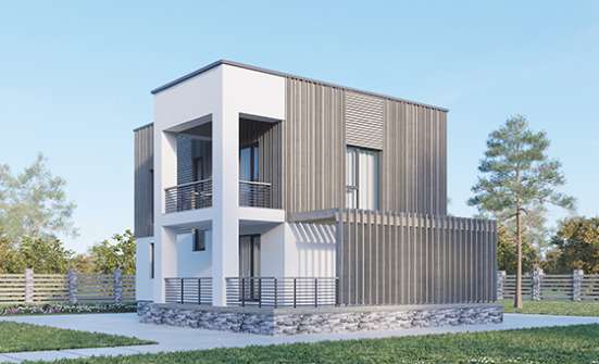 150-017-П Проект двухэтажного дома, экономичный коттедж из бризолита, Ульяновск