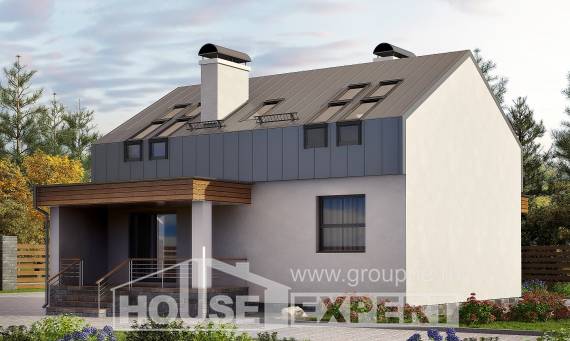 120-004-П Проект двухэтажного дома мансардой, простой коттедж из бризолита, Димитровград