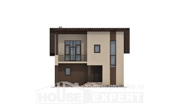140-005-Л Проект двухэтажного дома с мансардным этажом, недорогой загородный дом из газобетона, Ульяновск