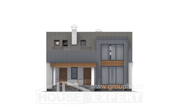 120-004-П Проект двухэтажного дома мансардный этаж, простой домик из арболита, Димитровград