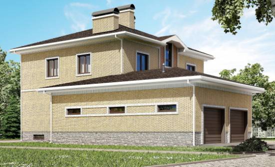 350-002-Л Проект трехэтажного дома, гараж, классический домик из кирпича, Димитровград