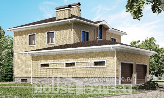 350-002-Л Проект трехэтажного дома, гараж, современный коттедж из кирпича, Ульяновск